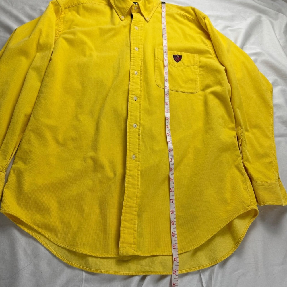 Ralph Lauren Golf Corduroy Button Down Shirt Men M Yellow Long Sleeve Crest Logo - Picture 5 of 12